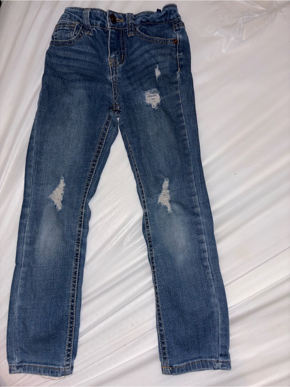 Kids Distressed Blue Stretch Jeans